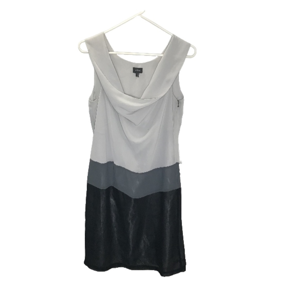 Mexx Colorblock Sleeveless Dress Gray Black Cowl Neck Shift